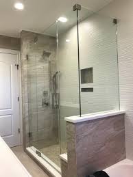 Completely Frameless Corner Shower Enclosure With Brushed Nickel Hardware Corner Shower Enclosures Frameless Shower Doors New Bathroom Ideas