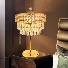 Night stand lamps master bedroom ceiling ideas view photo 7 of 15. Tiered Bedside Nightstand Lamp Vintage Crystal Prism Gold Finish Led Table Light Beautifulhalo Com
