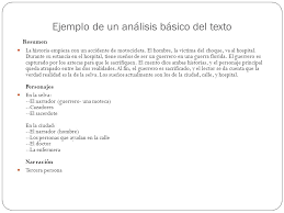 Este es un ejemplo de resumen ejecutivo para un business plan, utilizando la tcnica de las preguntas y respuestas. El Ultimo Capitulo Espanol 4 Ejemplo De Un Analisis Basico Del Texto Resumen La Historia Empieza Con Un Accidente De Motocicleta El Hombre La Victima Ppt Descargar