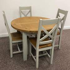 See our guide to find your perfect fit. Dover Oak Grey Extending Round Dining Table 110 4 Chairs Moon Furniture