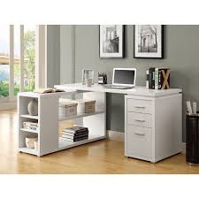L shaped corner desk with drawers in white. Gallery Of Computer Desks In White View 14 Of 20 Photos