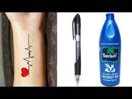How To Make Permanent Tattoo At Home With Pen Coconut Oil Diy Homemade Tattoo Youtube Homemade Tattoo Tattoo At Home Fake Tattoo Diy