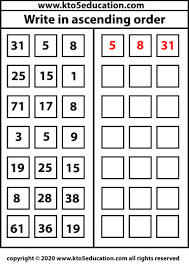 write in ascending order worksheet 4 kto5education