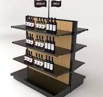 Discount Liquor Store Display Wood Gondola With 8 Shelves 48W 54H