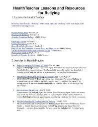 Improving the health of children and young people in europe. Healthteacher Lessons And Resources For Bullying