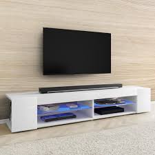 Time long meuble tv l.180 oskar imitation chêne. Meuble Tv Meuble De Salon Mitchell 180 Cm Blanc Mat Blanc Brillant Eclairage Led Bleu A Piles Style Moderne Cdiscount Maison