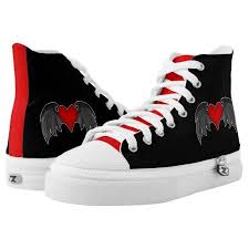 Black And Red High Tops Gothic Winged Heart Black And Red High Top Sneakers Zazzle Com Red High Top Sneakers Red High Tops High Top Sneakers