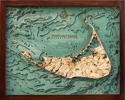 Custom Wood Charts Of Nantucket Island From Carved Lake Art
