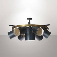 Lampadario Con Struttura In Ottone E Diffusori Track Lighting Ceiling Lights Lighting