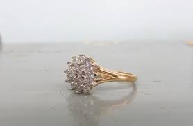 Cluster Engagement Ring Vintage Diamond Ring 14k Yellow Gold Ring Diamond Engagement Ring Estate Ring Size 6 Cluster Engagement Ring Vintage Vintage Engagement Rings Yellow Gold Engagement Rings Vintage