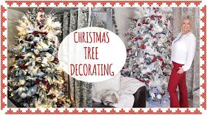 Red white christmas tree decorations. Decorating My Christmas Tree Red White I Flocked My Tree Youtube