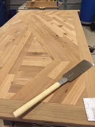 Reclaimed Wood Table Top Ready For Sealer And Install On A Trestle Style Table Base First The Edges Nee Wood Table Diy Wooden Table Top Diy Table Top Designs