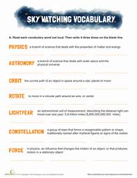 Space Vocabulary For Kids Worksheet Education Com Space Vocabulary Earth And Space Science Worksheets For Kids