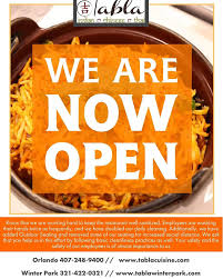 Tabla Is Back Open For Dine In Come See Your Favorite Indian Restaurant Today In Orlando Or Winter Park Can T In 2020 Indian Food Recipes Cooking Recipes Foodie