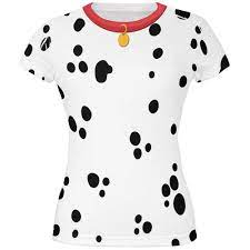Dog Dalmatian Costume Red Collar All Over Juniors T Shirt Dalmatian Costume Popular Halloween Costumes Dalmation Costume