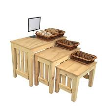 Wood Retail Display Nesting Table Set Of 3 Dutch Bakery Nesting Table Store Displays Stained Your Choice Wood Nesting Tables Nesting Tables Bakery Display