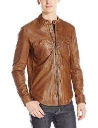 John Varvatos Men S Leather Shirt Jacket Fully Lined Burnished Effect Womens Leather Jacket Outfit Mens Leather Shirt Jacket Outfit Women
