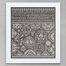 Counted cross stitch patterns and charts. Quaker Sampler Peace To My Friend Pdf Pattern Modern Folk Embroidery