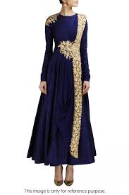 bollywood style model raw silk suit in blue colour nc1225