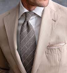 Taupe Pinstripe Linen Wool And Silk Tie By Proper Cloth