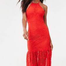 Forever 21 Dresses Forever2 Cherry Tomato Red Lace Halter Dress Poshmark