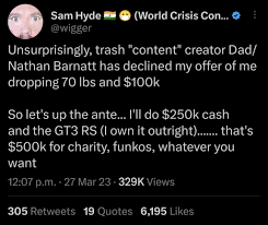Josh on X: Lol Nathan Barnatt aka Dad deleted both of his twitters in  response to Sam Hyde challenging him to box for charity lol  t.coc1HuYoLicS  X