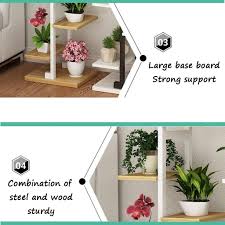 Etagere A Fleurs Etagere A Plantes En Bois Presentoir En Acier Cadre En Acier Etagere De Stockage Etagere En Etageres De Stockage Air Interieur Salon De Jardin