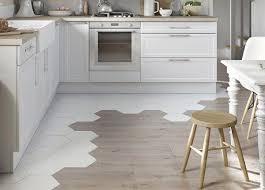 Pure White And Pale Wood Tile And Hardwood Refreshing Modernity Decoration De Sol Parquet Cuisine Meuble Cuisine