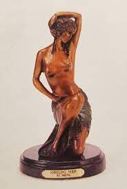 Kneeling Nude Bronze Statue 
