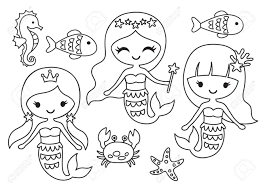 Check spelling or type a new query. Vector Illustration Of Black And White Mermaid And Fish Outline Royalty Free Cliparts Vectors And Stock Illustration Image 141032199