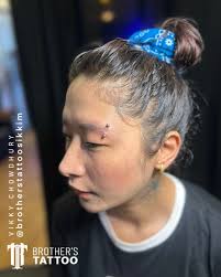 Process of a eyebrow piercing done by artist Darshan Rai