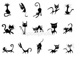 Cizgi Film Siyah Kedi Silhouettes Stok Illustrasyon 13383600 Kedi Sanati Sevimli Karikatur Kedi Dovmeleri