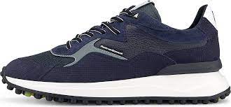 Sneaker van suède met kalfsleren details. Floris Van Bommel Sneaker Heren Moliere Dunkelblau Gortz 32275902