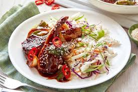 Mongolian Lamb Cutlets With Rice Salad Recipe Rice Salad Recipes Rice Salad Snow Pea Salad