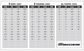 skechers size chart sneaker shoes