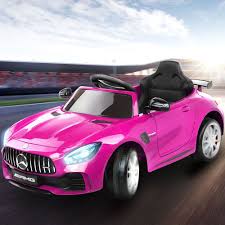 Features include real opening doors, working lights, and functioning horn. Kids Ride On Car Mercedesbenz Amg Gt R Electric Pink Diversion