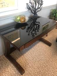 Monarch specialties computer desk with tempered glass top, black. Sleek Golden Oak Computer Desk W Black Glass Top 48x28x30 Auction Crowning Touch Auction Gallery