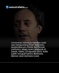 Nama Peter Berkowitz penuh kontroversi. Akademikus dari Hoover Institution  ini dikenal vokal membela Israel, namun juga tercatat dekat dengan sejumlah  tokoh besar Indonesia. Ia pernah tampil di Forum R20 Bali bersama Ketum