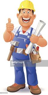 A Happy Construction Worker Holding A Plan In His Hand And Gesturing Construction Worker Character Design Safety Cartoon