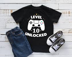 Birthday Shirts For 8 Year Old Boy 10th Birthday Shirt Level 10 Unlocked Gamer Tshirt 10 Years Etsy Gamer T Shirt Youth Shirts Birthday Shirts