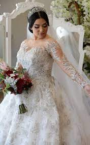 If you're attending a wedding that's a more formal affair, look for women's petite evening gowns. Sheer Long Sleeve Plus Size Wedding Gown Darius Collection Plus Size Wedding Gowns Wedding Dress Long Sleeve Petite Wedding Dress