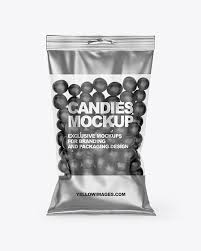 Download Bag With Candies Mockup In Bag Sack Mockups On Yellow Images Object Mockups PSD Mockup Templates