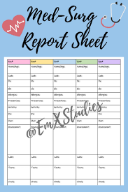 5 And 6 Patient Nurse Report Med Surg Report Sheet Med Surg Etsy Nurse Report Sheet Charting For Nurses Med Surg Nursing