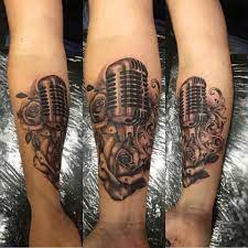 microphone roses music tattoo tattoos music tattoo music tattoos