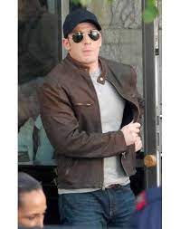 Civil Wars Captain America Chris Evan Steve Rogers Brown Celebrity Distressed Leath Captain America Jacket Distressed Leather Jacket Celebrities Leather Jacket