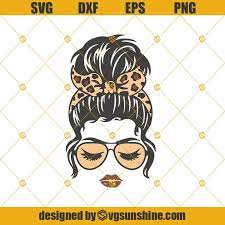 Download Messy Bun Svg Girl With Bandana Svg Woman With Bandana Svg Messy Bun Leopard Bandana Glasses Svg Beautiful Girl Lady Woman Face Svg Svgsunshine