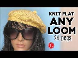 How To Loom Knit A Beret You Can Use Any Size Or Shaped Loom With At Least 24 Peg Plus The Pattern Has A Step Loom Knitting Patterns Loom Knit Hat Loom Hats