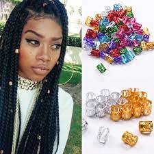 50pcs Hair Braid Diy Dread Dreadlock Beads Adjustable Braids Cuff Clip 8mm Hole Ebay Hair Braid Rings Hair Braid Cuffs Braid Accessories