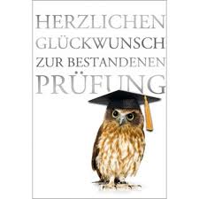 Vielleicht wirkt so ein spruch schon für. Gluckwunschkarte Prufung Eule Mit Doktorhut
