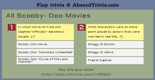 Have fun making trivia questions about swimming and swimmers. Trivia Quiz All Scooby Doo Movies
